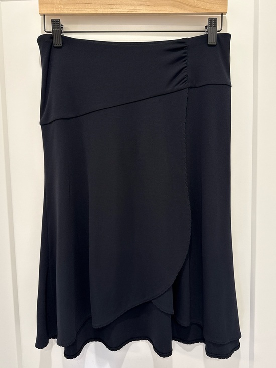 Express Dresses & Skirts - Express Black Asymmetrical Wrap Skirt Sz Small Flowy Stretch Midi Mini Workwear